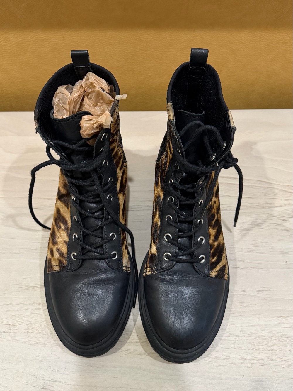 Vince Camuto Black Leopard Bestenda Boots Size 8.5